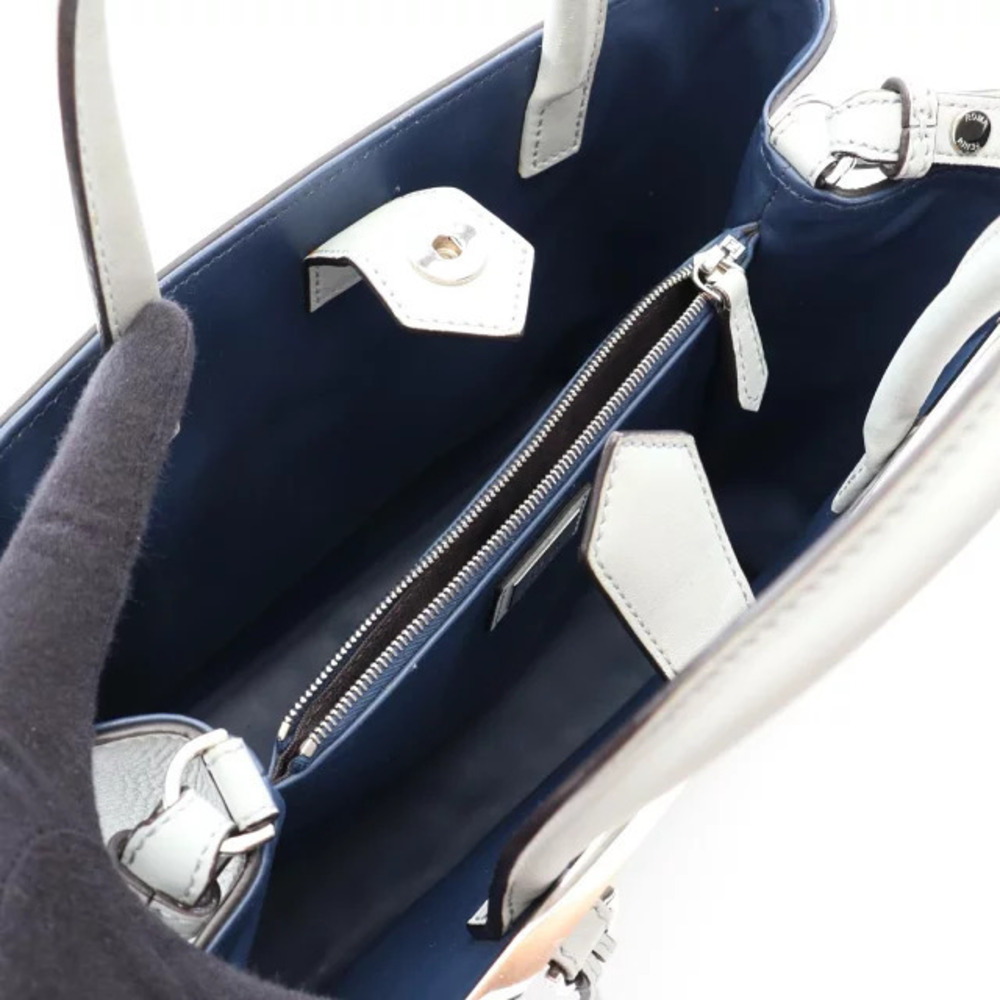Fendi Navy Toujours Blue Gray Handbag Leather Blue Gray